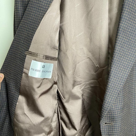 Pierre Balmain Wool Hounds Tooth Single Breasted Two Button Blazer Brown 43R - Picture 7 of 8